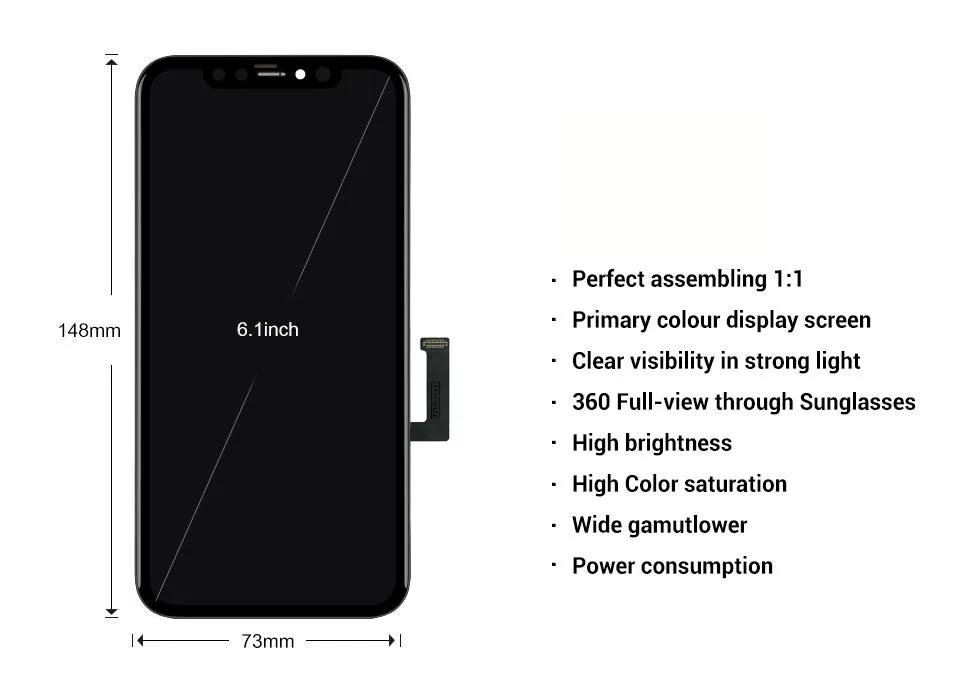 for iPhone 11 LCD Screen Mobile Phone Replacement 6.1 Inch Frame Assembly LCD Display Touch Screen Digitizer for A2111 A2223 A2221