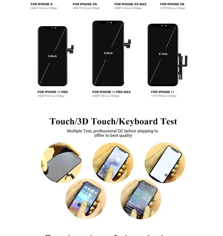 Fty OEM Waterproof Mobile Spare Parts Touch Screen Module Combo TFT LCD Display Phone for iPhone 11g